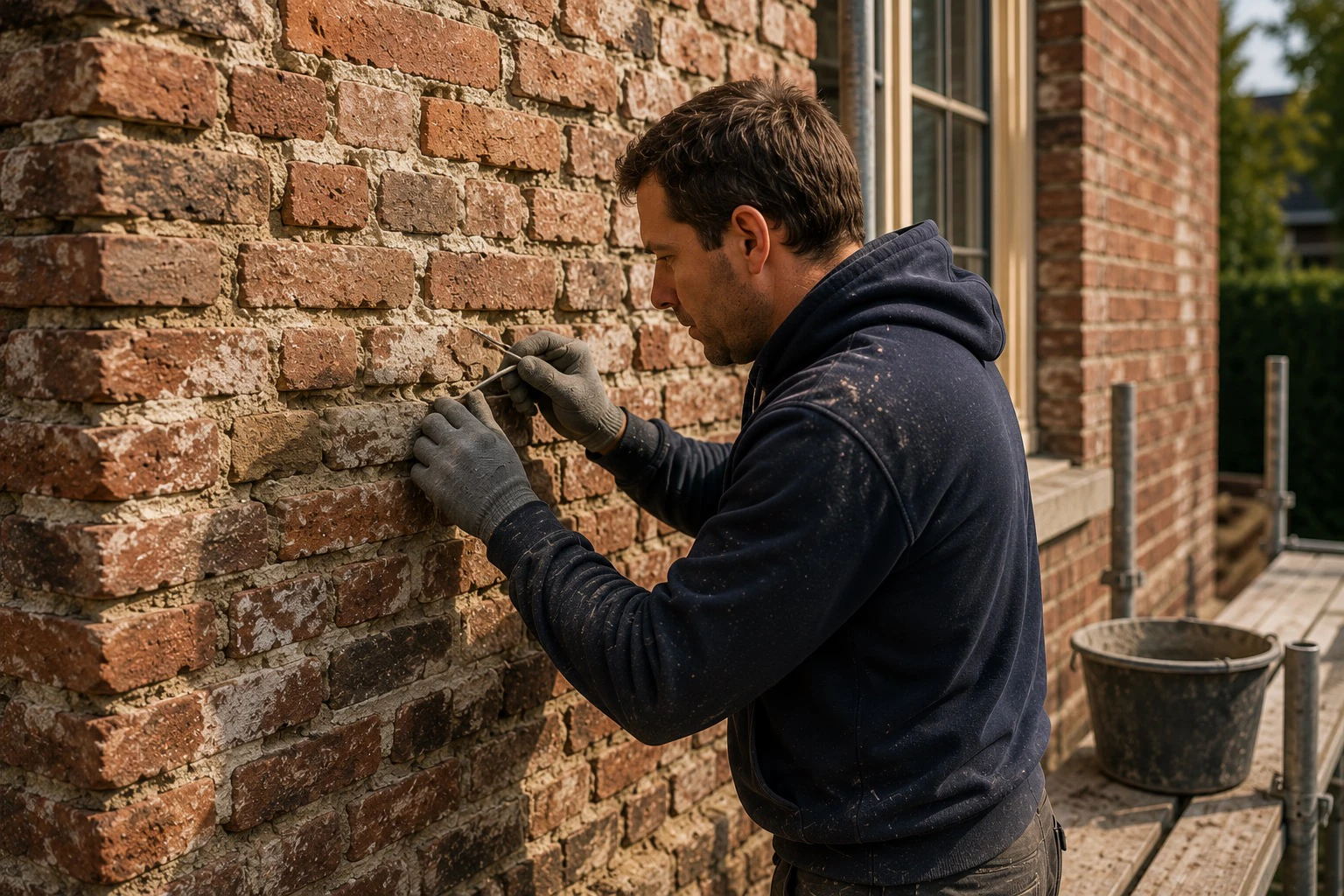 Ondernemer herstelt bestaand metselwerk